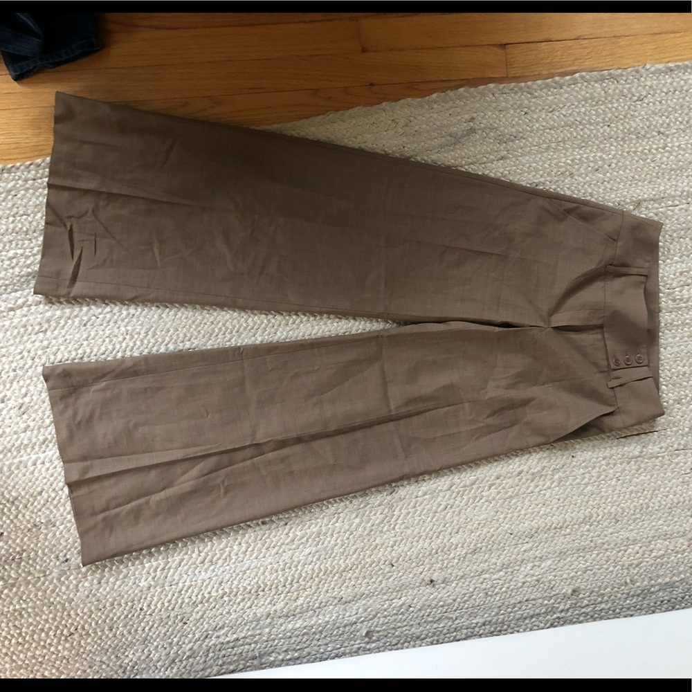 Bcbg wool tan trousers wide leg 2
